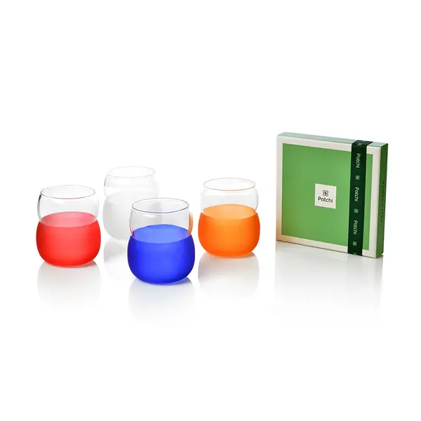Set of 4 Colorful Glass Cups with 200g of Chocolate, Liv Collection 