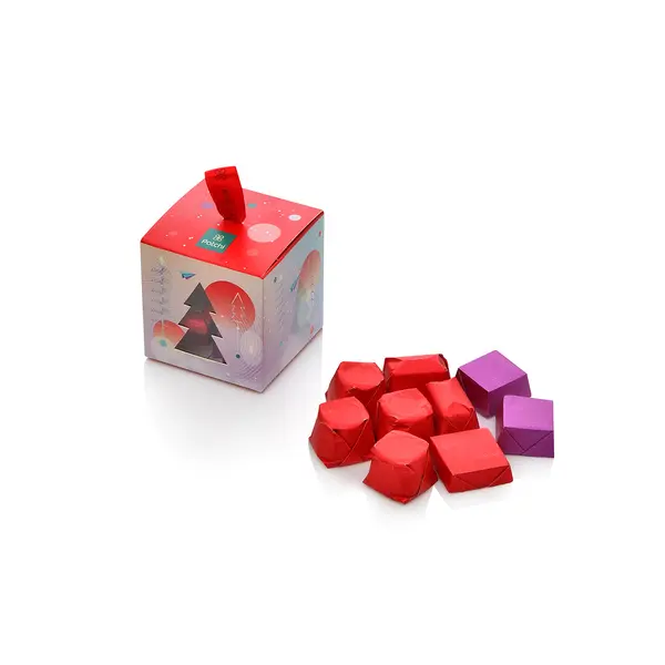 Tree Ornament Box with 9 wrapped chocolates, Santa Collection